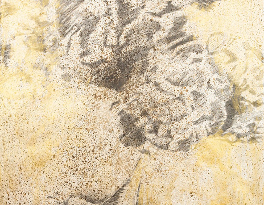 « Réminiscence II », 2024, technique mixte sur papier, 110 x 75 cm