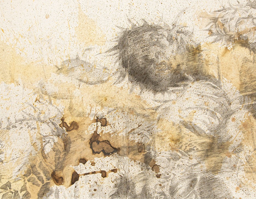 « Réminiscence III », 2024, technique mixte sur papier, 75 x 130 cm