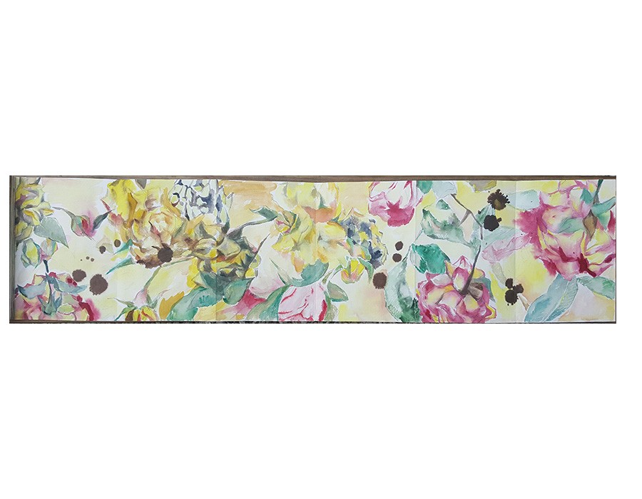 Yu Jen-chih, Fleurs du confinement, 2020, aquarelle et encre sur papier, 17 x 312 cm