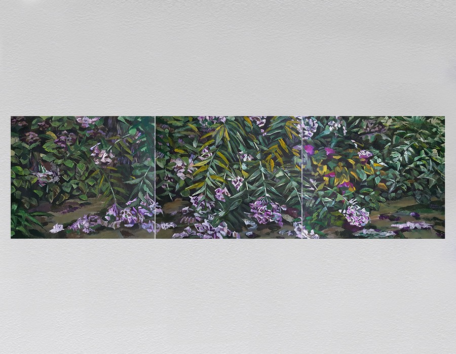 Yu Jen-chih, Il Giardino Armonico I, 2017, huile sur toile, 110 x 390 cm